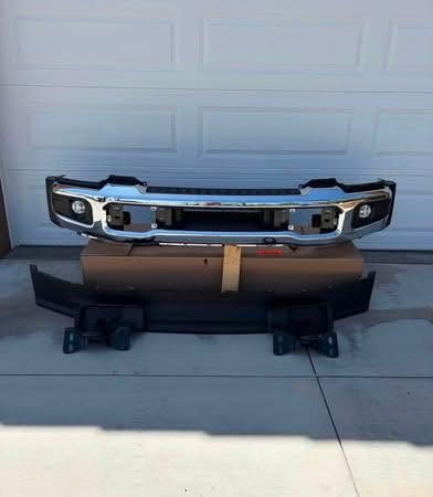 2023-2026 Ford Super Duty F-250 to F-600 Chrome Front Bumper with Fog Lights and Tow Hooks