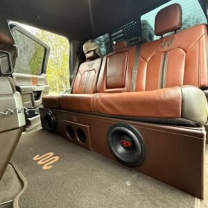 Ford Custom King Ranch Leather Sub Box with Down4Sound JP23 V1.5 Amplifier and Two DD Audio 8 inch Subwoofers, Brand New