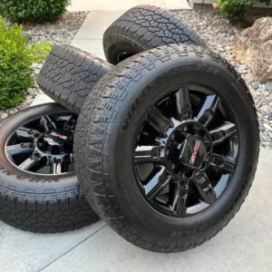 2024–2027 GMC Sierra 3500HD AT4 20” Carbon Gray Machined Wheels & Goodyear Wrangler Territ