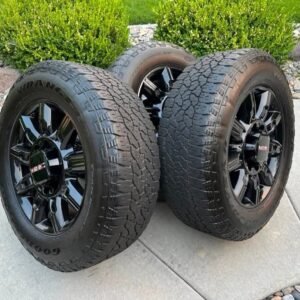 2024–2027 GMC Sierra 3500HD AT4 20” Carbon Gray Machined Wheels & Goodyear Wrangler Territ