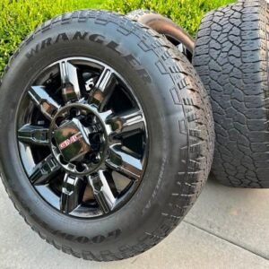 2024–2027 GMC Sierra 3500HD AT4 20” Carbon Gray Machined Wheels & Goodyear Wrangler Territ