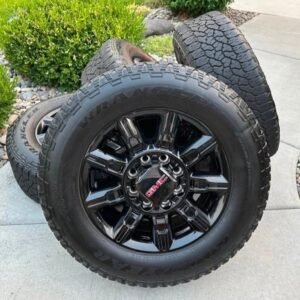 2024–2027 GMC Sierra 3500HD AT4 20” Carbon Gray Machined Wheels & Goodyear Wrangler Territ