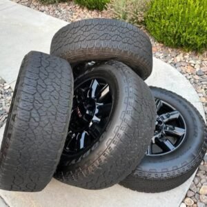 2024–2027 GMC Sierra 3500HD AT4 20” Carbon Gray Machined Wheels & Goodyear Wrangler Territ