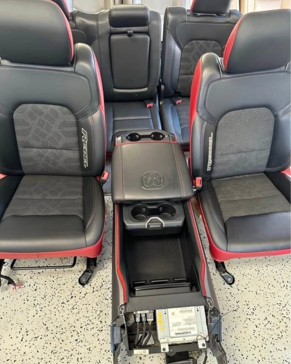 2017–2024 Ram 1500 Rebel Edition Premium Black & Red Leather Full-Cabin Interior Suite