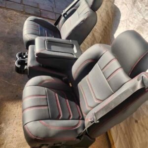 Custom Premium Reupholstered Midnight Black Dual Electric Front Captain Chairs Set