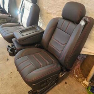 Custom Premium Reupholstered Midnight Black Dual Electric Front Captain Chairs Set