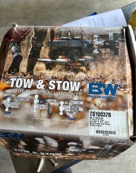 B&W TOW & STOW ADJUSTABLE BALL MOUNT — 2” RECEIVER | DUAL BALL | BRAND NEW