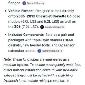 CORVETTE PERFORMANCE HEADERS — BRAND NEW | COMPLETE INSTALLATION KIT