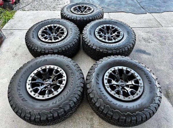 2026 FORD BRONCO RAPTOR OEM FACTORY 17” BEADLOCK-STYLE WHEELS & 37” TIRES — SET OF 5