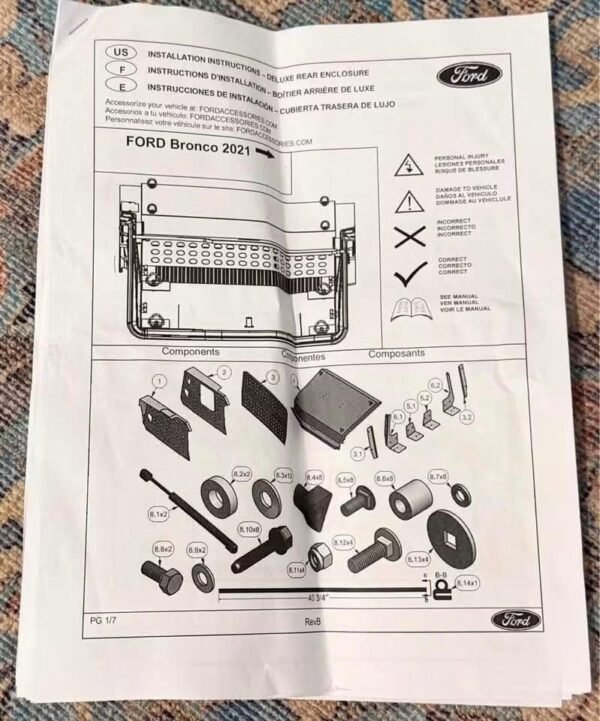 2021–2026 FORD BRONCO 4-DOOR DELUXE RAISED LID CARGO AREA ENCLOSURE — OEM